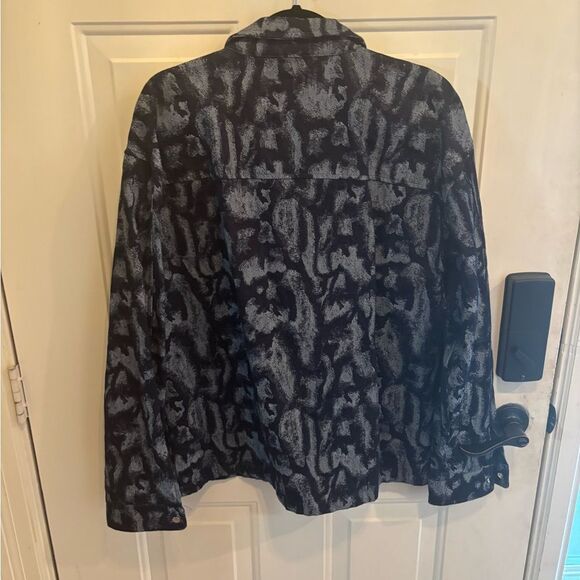Men's Black Patterned Jacket - Picture 4 of 4